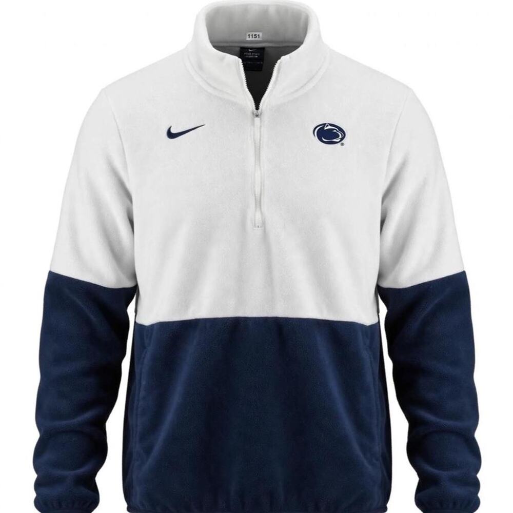 Nike Penn State white and navy blue color-blocked quarter zip Fleece in size M